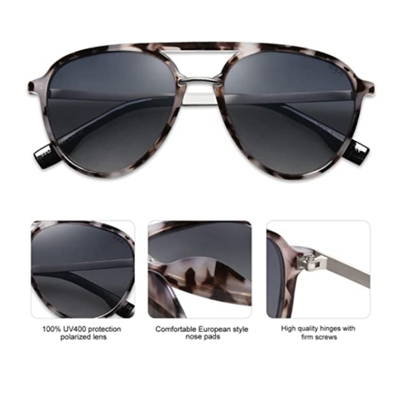 Gray Double Bridge Polarized Sunglasses for Women Men main image 4